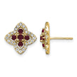 14k 1/3 carat Lab Grown Diamond VS/SI+ G+ and Created Ruby Complete Fashion Post Earrings - Birthstone Company