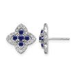 14k White Gold 1/3 carat Lab Grown Diamond VS/SI+ G+ and Created Sapphire Complete Fashion Post Earrings - Birthstone Company