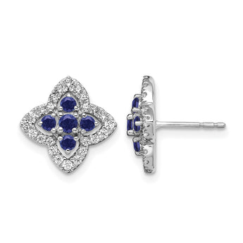 14k White Gold 1/3 carat Lab Grown Diamond VS/SI+ G+ and Created Sapphire Complete Fashion Post Earrings - Birthstone Company