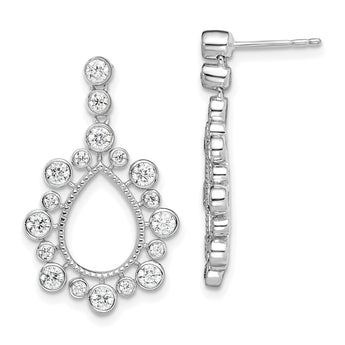 14K White Gold Lab Grown Diamond SI1/SI2, G H, Teardrop Bezel Post Earri