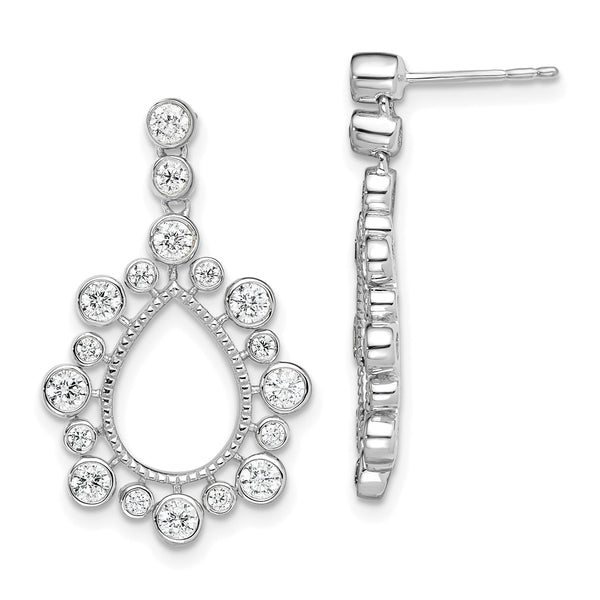 14K White Gold Lab Grown Diamond SI1/SI2, G H, Teardrop Bezel Post Earri
