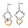 14K Two-Tone Lab Grown Diamond SI1/SI2, G H, Fancy Square Drop Post Earr