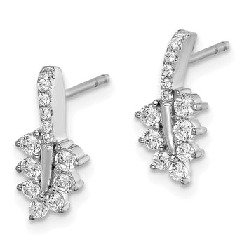 14k White Gold 3/8 carat Lab Grown Diamond VS/SI+ G+ Complete Leaf Post Earrings - Birthstone Company