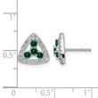 14k White Gold 3/8 carat Lab Grown Diamond VS/SI+ G+ and Created Emerald Complete Triangle Post Earrings - Birthstone Company