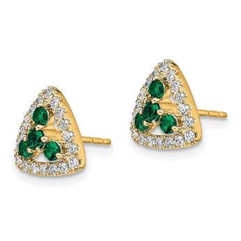 14K Lab Grown Diamond SI1/SI2, G H, Cr.Emer Triangle Post Earrings