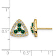 14k 3/8 carat Lab Grown Diamond VS/SI+ G+ and Created Emerald Complete Triangle Post Earrings - Birthstone Company