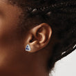 14k White Gold 3/8 carat Lab Grown Diamond VS/SI+ G+ and Created Sapphire Complete Triangle Post Earrings - Birthstone Company