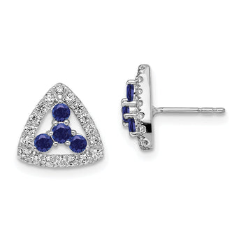 14K White Gold Lab Grown Diamond SI1/SI2, G H, Cr.Sapp Triangle Post Ear