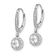 14k White Gold 1 carat Lab Grown Diamond VS/SI+ G+ Complete Round Halo Drop Leverback Earrings - Birthstone Company