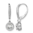 14k White Gold 1 carat Lab Grown Diamond VS/SI+ G+ Complete Round Halo Drop Leverback Earrings - Birthstone Company