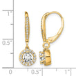 14k 1 carat Lab Grown Diamond VS/SI+ G+ Complete Round Halo Drop Leverback Earrings - Birthstone Company