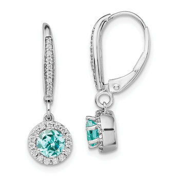 14K White Gold Lab Grown Diamond VS/SI GH, & Cr Paraiba Leverback E