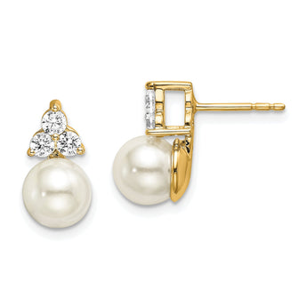 14K Lab Grown Diamond SI1/SI2, G H, FWC Pearl Post Earrings
