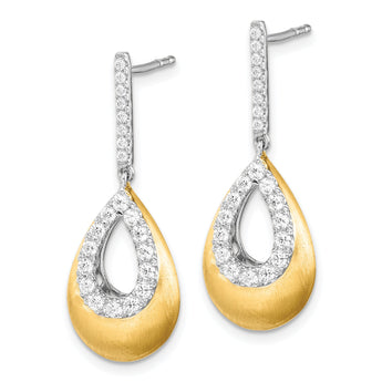 14K Two-Tone Lab Grown Diamond VS/SI GH, Teardrop Post Earrings