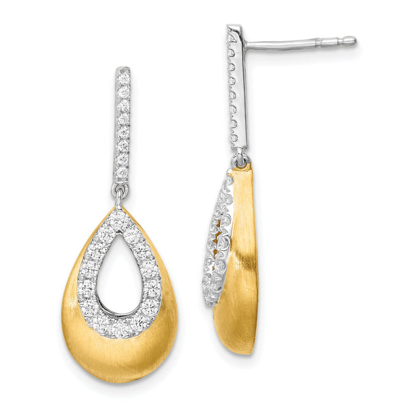 14K Two-Tone Lab Grown Diamond VS/SI GH, Teardrop Post Earrings