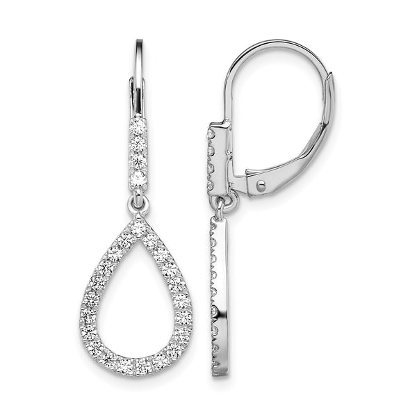 14k White Gold 1/2 carat Lab Grown Diamond VS/SI+ G+ Complete Fashion Dangle Leverback Earrings - Birthstone Company