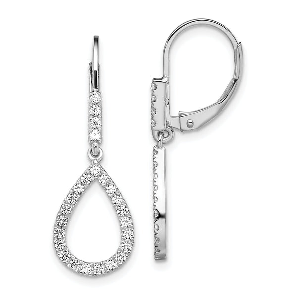 14K White Gold Lab Grown Diamond VS/SI GH, Teardrop Leverback Earrin
