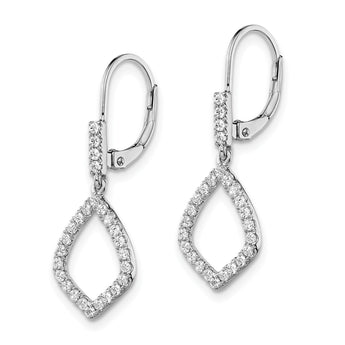 14k White Gold 1/2 carat Lab Grown Diamond VS/SI+ G+ Complete Fashion Dangle Leverback Earrings - Birthstone Company