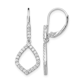 14k White Gold 1/2 carat Lab Grown Diamond VS/SI+ G+ Complete Fashion Dangle Leverback Earrings - Birthstone Company