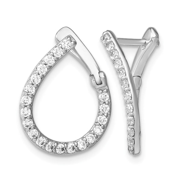 14k White Gold 5/8 carat Lab Grown Diamond VS/SI+ G+ Complete Hinged Hoop Earrings - Birthstone Company