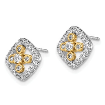 14K Two-Tone Lab Grown Diamond VS/SI GH, Fancy Square Post Earrings