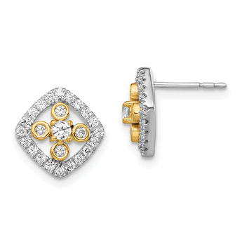 14K Two-Tone Lab Grown Diamond VS/SI GH, Fancy Square Post Earrings