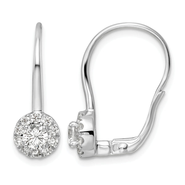 14k White Gold 1 carat Lab Grown Diamond VS/SI+ G+ Complete Drop Leverback Earrings 23 in - Birthstone Company