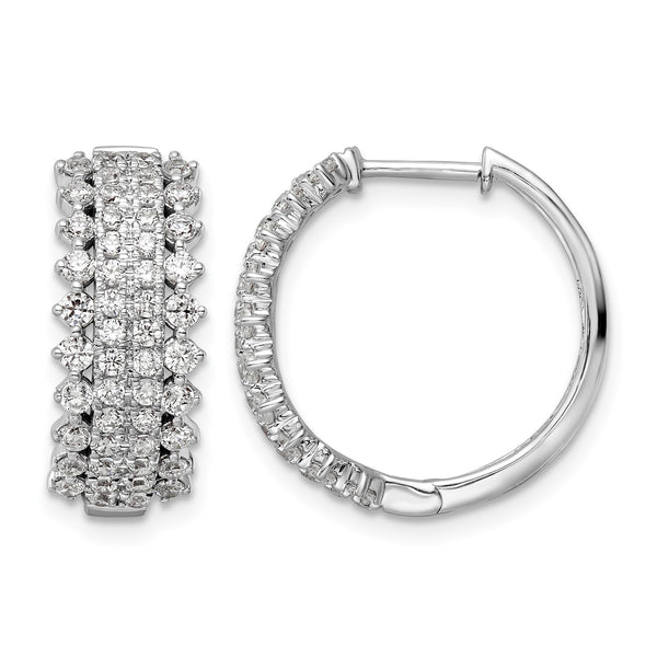14k White Gold 1 1/2 carat Lab Grown Diamond VS/SI+ G+ Complete Hinged Hoop Earrings - Birthstone Company