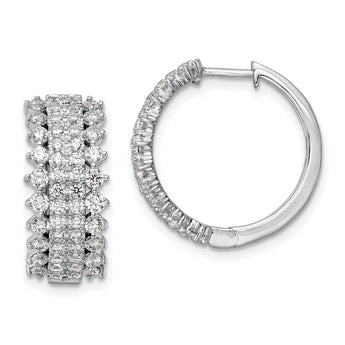 14K White Gold Lab Grown Diamond VS/SI GH, Hinged Hoop Earrings