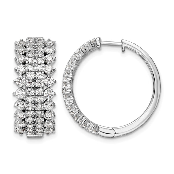 14k White Gold 3 carat Lab Grown Diamond VS/SI+ G+ Complete Hinged Hoop Earrings - Birthstone Company