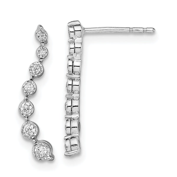 10k White Gold Graduating Diamond Post Earrings