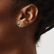 10k 1/10 carat Lab Grown Diamond VS/SI+ G+ and Created Emerald Complete Square Halo Post Earrings - Birthstone Company