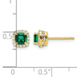 10k 1/10 carat Lab Grown Diamond VS/SI+ G+ and Created Emerald Complete Square Halo Post Earrings - Birthstone Company