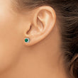 10K White Gold Lab Grown Diamond & Cr Emerald Halo Post Earrings