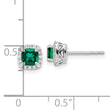 10K White Gold Lab Grown Diamond & Cr Emerald Halo Post Earrings