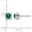 10K White Gold Lab Grown Diamond & Cr Emerald Halo Post Earrings - Birthstone Company