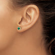 14k 1/10 carat Lab Grown Diamond VS/SI+ G+ and Created Emerald Complete Square Halo Post Earrings - Birthstone Company