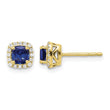 10k 1/10 carat Lab Grown Diamond VS/SI+ G+ and Created Sapphire Complete Square Halo Post Earrings - Birthstone Company