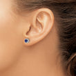 10K White Gold Lab Grown Earrings and Bl Created Sapphire Post Earrings