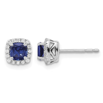 10K White Gold 1/10 ct Lab-Created Diamond VS/SI+ G+ Cushion-Cut Halo Earrings - Birthstone Company
