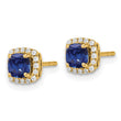 14k 1/10 carat Lab Grown Diamond VS/SI+ G+ and Created Sapphire Complete Square Halo Post Earrings - Birthstone Company