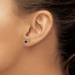 14k 1/10 carat Lab Grown Diamond VS/SI+ G+ and Created Sapphire Complete Square Halo Post Earrings - Birthstone Company