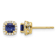 14k 1/10 carat Lab Grown Diamond VS/SI+ G+ and Created Sapphire Complete Square Halo Post Earrings - Birthstone Company
