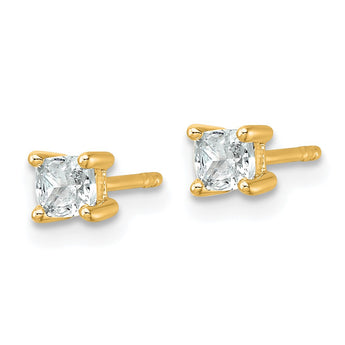 14K Yellow Gold 1/2 ct Lab-Created Diamond VS+ F+, Cushion-Cut 4-Prong Stud Earrings - Birthstone Company