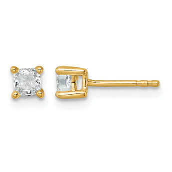 14K Yellow Gold 1/2 ct Lab-Created Diamond VS+ F+, Cushion-Cut 4-Prong Stud Earrings - Birthstone Company