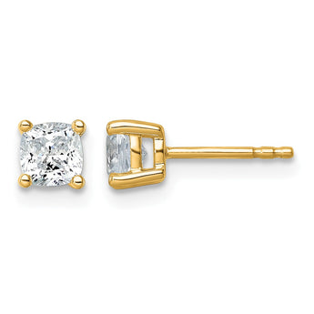14K Yellow Gold 1 ct Lab-Created Diamond VS+ F+, Cushion-Cut 4-Prong Stud Earrings - Birthstone Company