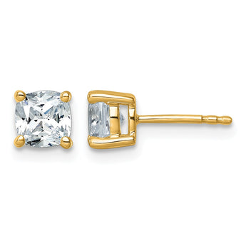 14K Yellow Gold 1 1/2 ct Lab-Created Diamond VS/SI+ G+, Cushion-Cut 4-Prong Stud Earrings - Birthstone Company