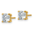 14K Yellow Gold 2 ct Certified Lab-Created Diamond VS+ F+, Cushion-Cut 4-Prong Stud Earrings - Birthstone Company
