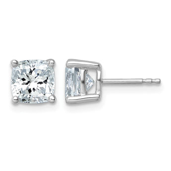 14K White Gold 3 ct Certified Lab-Created Diamond VS+ F+, Cushion-Cut 4-Prong Stud Earrings - Birthstone Company