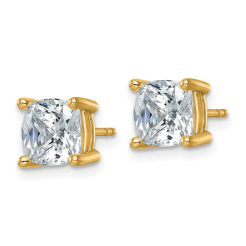 14K Yellow Gold 4 ct Lab-Created Diamond VS/SI+ G+, Cushion-Cut 4-Prong Stud Earrings - Birthstone Company
